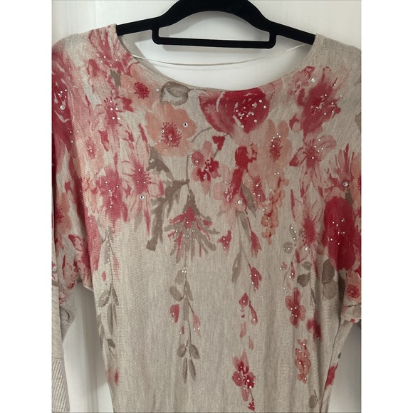 NWT INC. International Concepts Floral Pink Tan Tunic Dress Fairy Sz M - Picture 4 of 11